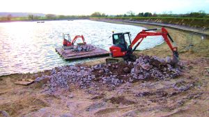 Desilting Using Metal Pontoon Boat with excavator heavy equipment, Philippines 3