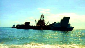 Sand dredging project in Zambales, Mindanao, Philippines using our rental deck barges and tugboats